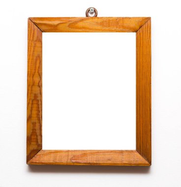 Beyaz duvar ahşap çerçeve.