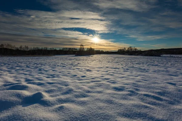 Сніговий покритий польський пейзаж . — стокове фото