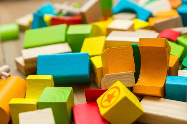 Wooden blocks lying on floor