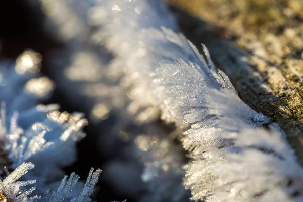 Stor närbild av snö eller is kristaller — Stockfoto