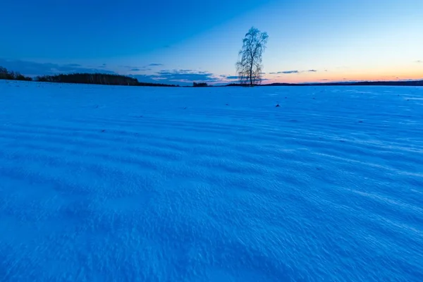 Kleurrijke winter na zonsondergang landschap — Stockfoto