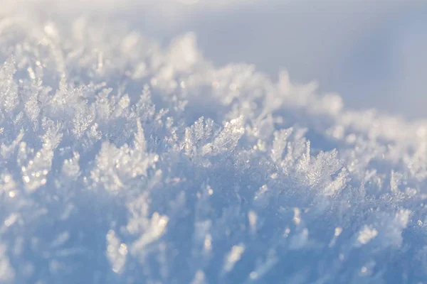 Kryształki śniegu w duże zbliżenie — Zdjęcie stockowe