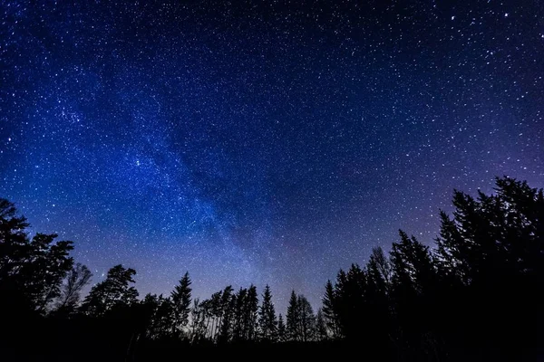 Kırsal manzara üzerinde gece gökyüzü — Stok fotoğraf