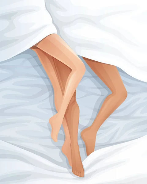 Romantic couple in bed. Vector illustration. — Stock Vector