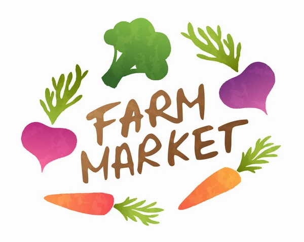 Farm market label design. Healthy vegan food sticker. — Stockvektor