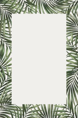 Palm sınır tasarımı yapıyor. Tropik suluboya arkaplan.