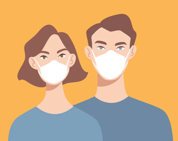 Doctors White Medical Face Mask People Respiratory Concept Coronavirus Quarantine — Stock Vector