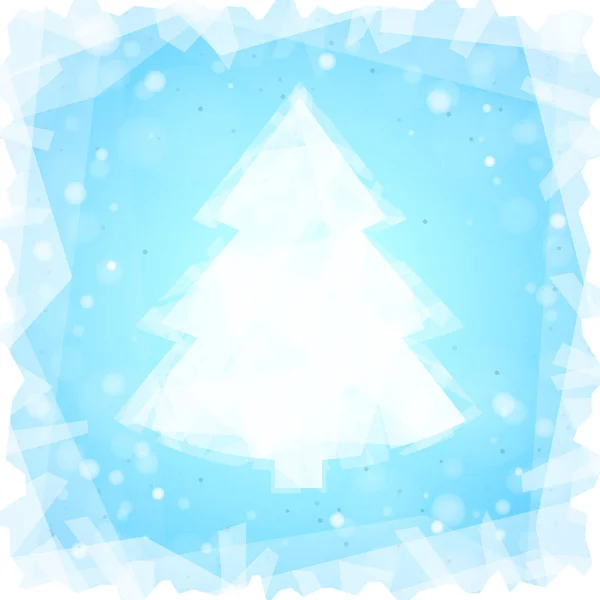 Arbre de Noël congelé sur fond carré bleu clair — Image vectorielle