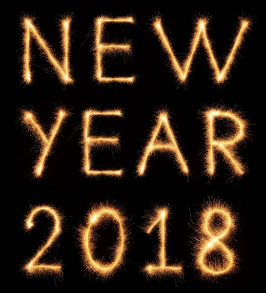 NEW YEAR 2018 lettering drawn with bengali sparkles — Stock Photo, Image