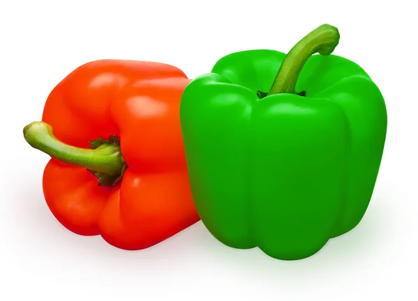 Whole fresh red and green bell pepper vegetables — Stock Photo, Image