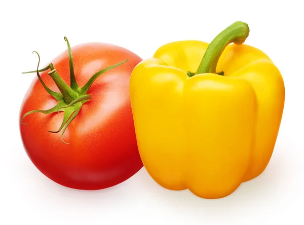 녹색 잎과 노란색 피망 빨간 토마토 — 스톡 사진