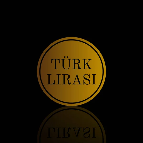 Gold Turkish Lira Turk Lirasi Coin Isolated Icon Logo — Stock Vector