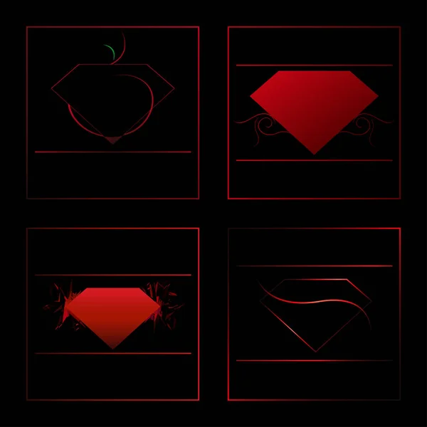 Conjunto Logotipo Diamante Rojo Gemas Manzana Icono Color Sangre — Vector de stock