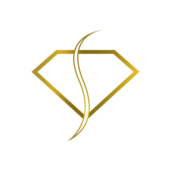 Color Oro Alfabeto Gemas Forma Diamante Logo — Vector de stock