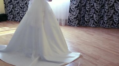 Yanı sıra pencere Düğün Gelin silüeti