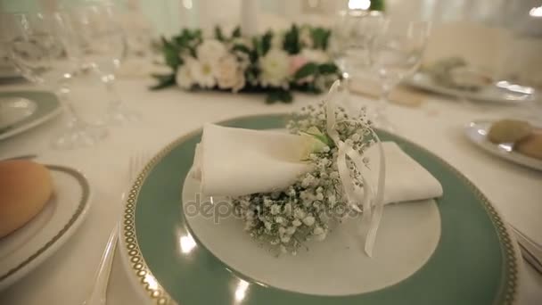 Casamento Ucrânia bela servindo mesa requintada — Vídeo de Stock