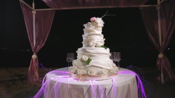 Schöne große Hochzeitstorte, Schieberegler — Stockvideo
