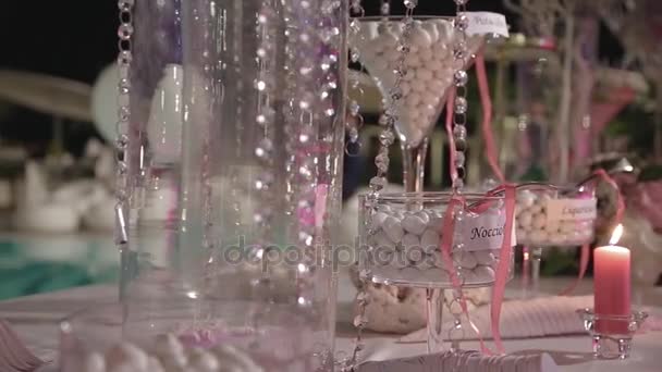 Gyönyörű, a legjobb esküvői Candy Bar — Stock videók