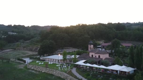 Aero tournage vidéo, restaurant de campagne italien — Video