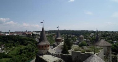 Kamianets-Podilskyi city , Ukraine, Castle Tower Aerial view