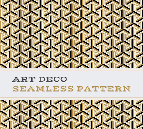 Art Deco seamless pattern  black white and gold colours 05 — Stock Vector