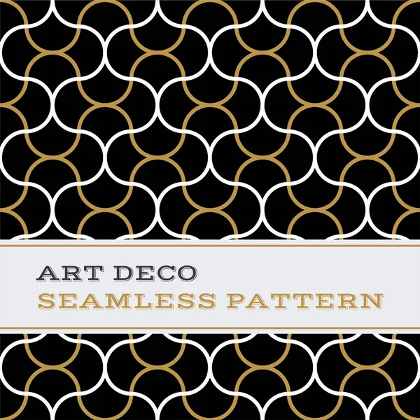Nahtloses Art Déco Muster Mit Schwarz Weißen Und Goldenen Farben — Stockvektor