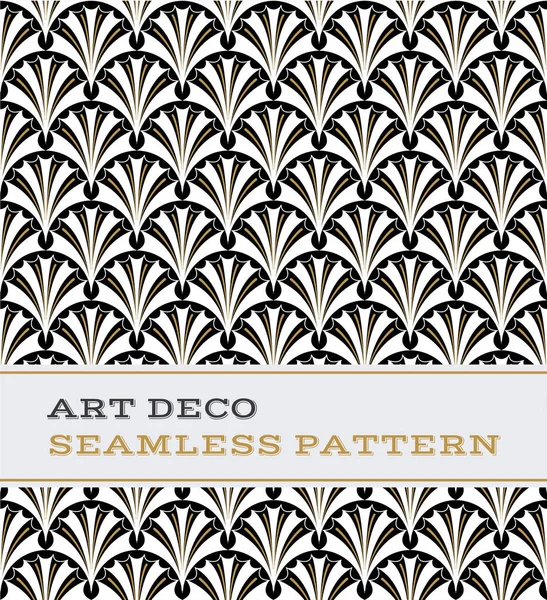 Padrão Sem Costura Art Deco Com Cores Preto Branco Dourado Ilustrações De Stock Royalty-Free