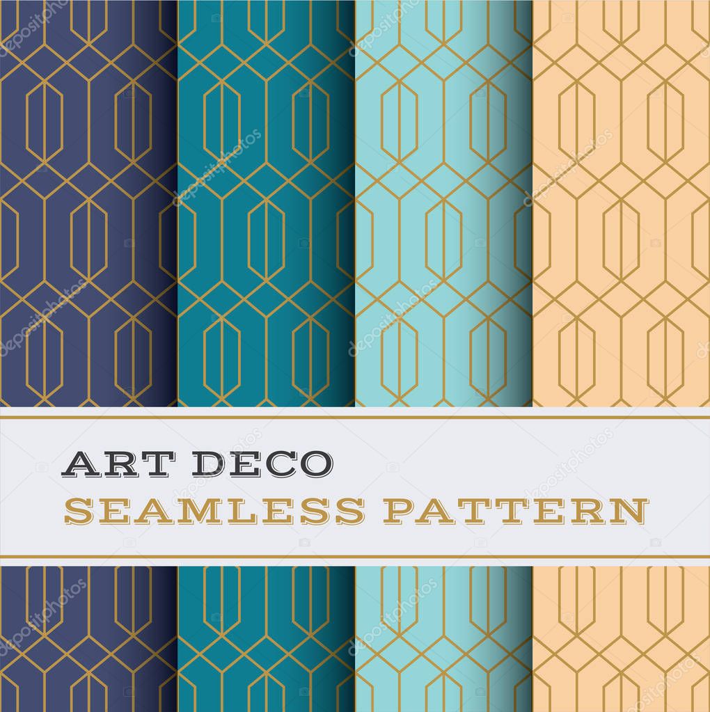 Art Deco seamless pattern with 4 colours background