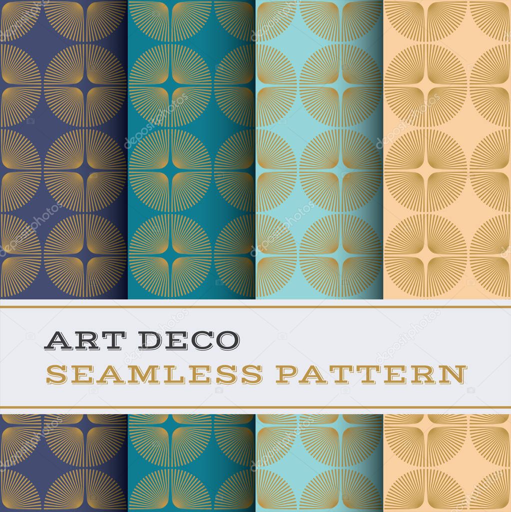 Art Deco seamless pattern with 4 colours background