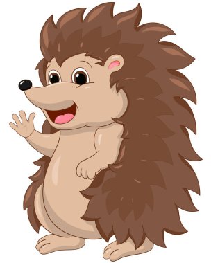 Şirin kirpi. Broşür, web sitesi, broşür, broşür, broşür, poster, diğer tasarım için çizgi film vektörü dijital grafik.