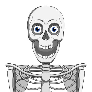 Korkunç bir iskelet. El çizimi illüstrasyon vektörü..