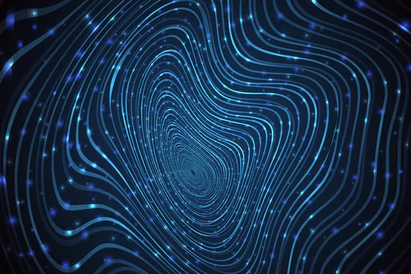 Karanlık arka planda soyut neon parlayan halkalar. Vektör tasarımı.