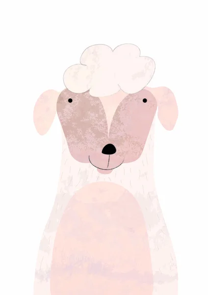 Weiße Schafe, Illustration für Kinderzimmer Stockbild