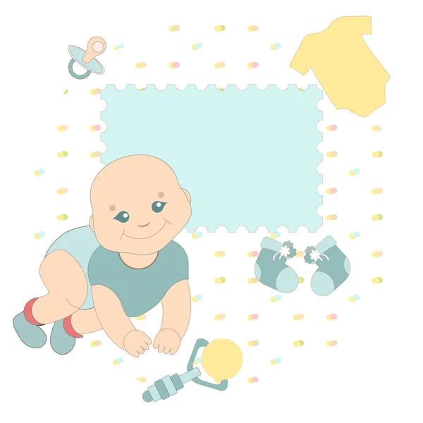 メモや写真のためのスペースの背景の子 赤ちゃん子供の周りには 装飾的な背景の子図 — ストックベクタ