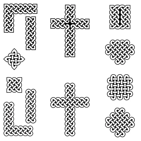 Kenarlık, çizgi, kalp, çapraz, curvy kareler knot İrlandalı St Patrick's günü ve İrlandalı esinlenerek ve İskoç kültürü doldurma siyah-beyaz, dahil Kelt stil sonsuz düğüm sembolleri