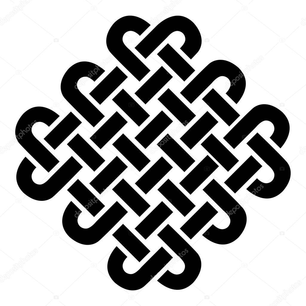 Celtic style square on eternity knot patterns in black on white background  inspired by Irish St Patricks Day, and Irish and Scottish carving art