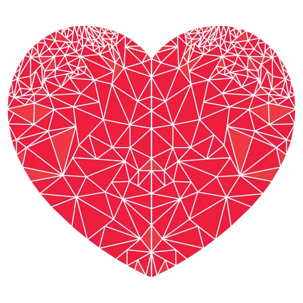 Forma de corazón de amor de poliarte geométrico inspirado en el estilo de decoración escandinava en rojo sobre fondo blanco — Archivo Imágenes Vectoriales