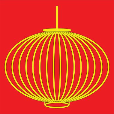 Çin stili fener sarı siyah kontur kırmızı arka plan grafik simgeleyen oryantal kutlamalar ve tatil ile 