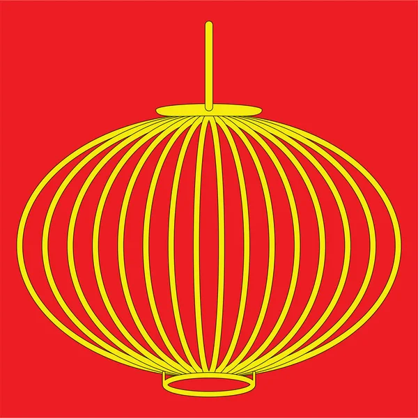 Kinesisk stil lykta i gult med svarta linjer på röd bakgrund grafisk symboliserar orientaliska fester och helgdagar — Stock vektor