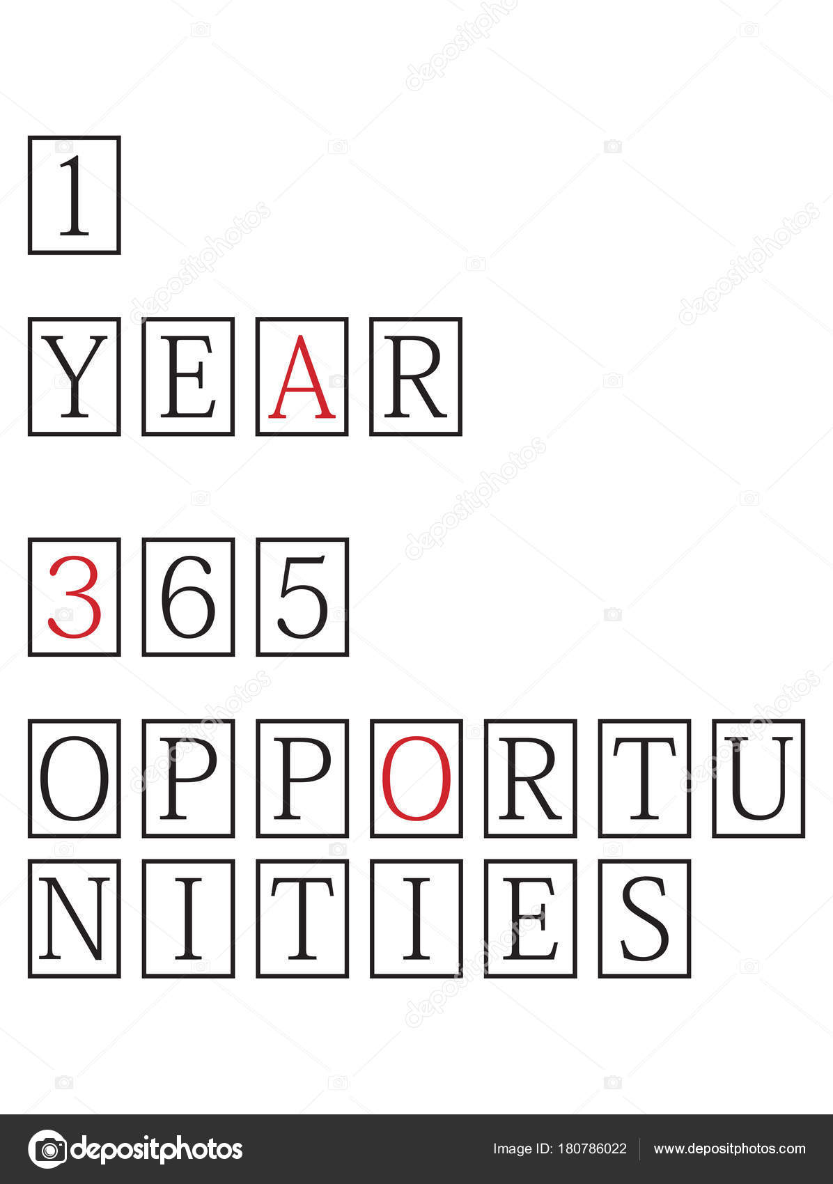 Year 365 Opportunities Motivation Poster Black White Red Retro Cinema Vector Image By C Zozodesign Vector Stock