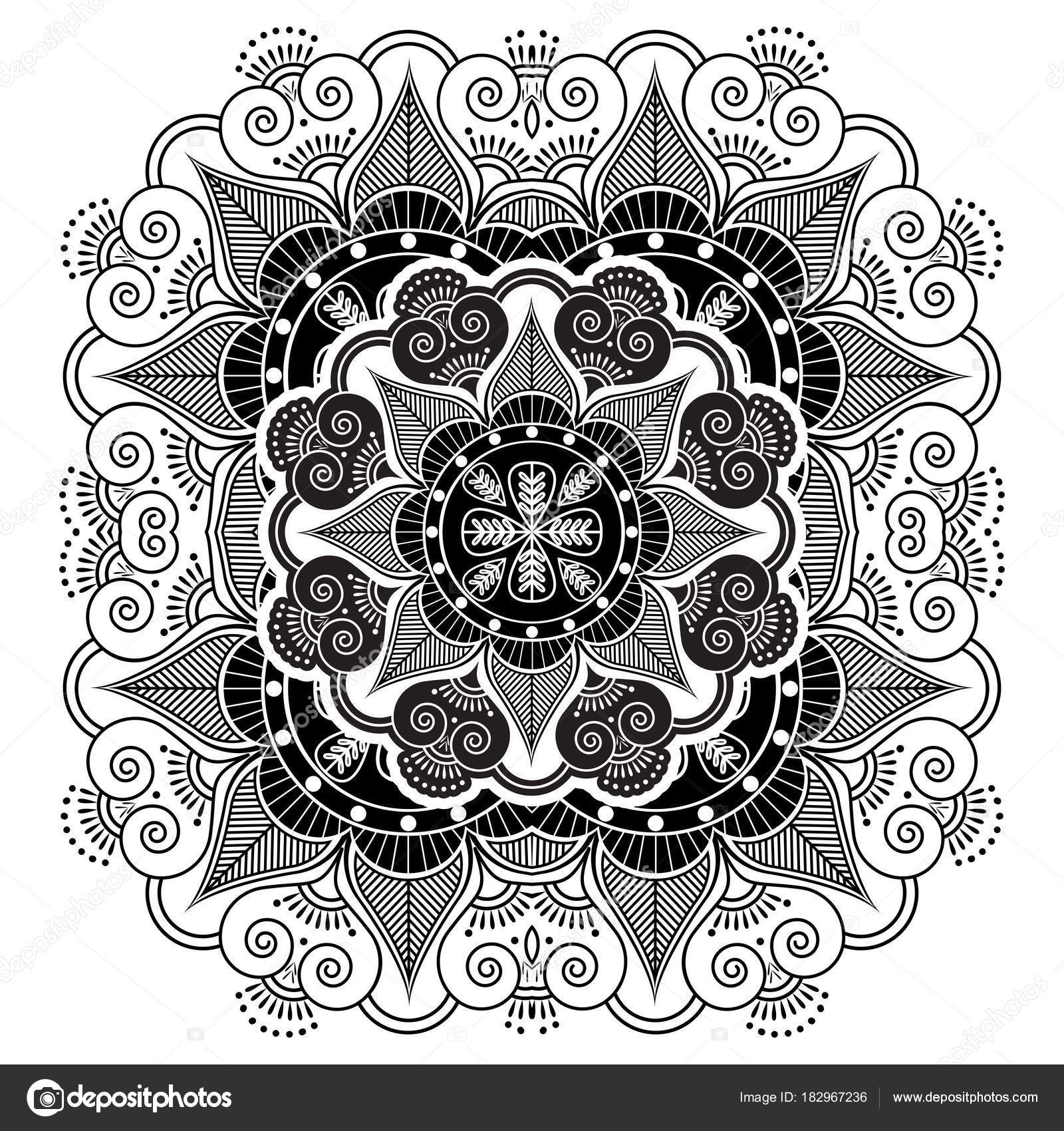 Culture Asiatique Inspiré Par Tatouage Monochrome Mandala