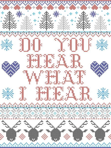 Slyšíš Slyším Carol Texty Vánoční Vzor Skandinávským Severským Svátečním Zimním Stock Ilustrace