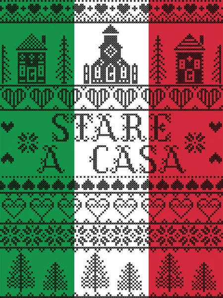 Hemma Italienska Stare Casa Nordisk Stil Italiensk Flagga Bakgrund Med — Stock vektor