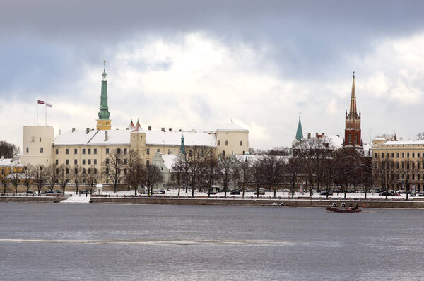Spires of Old Riga on Daugava river