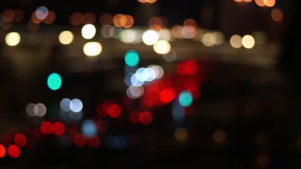 Calle Borrosa Luces Coche Movimiento — Vídeo de stock