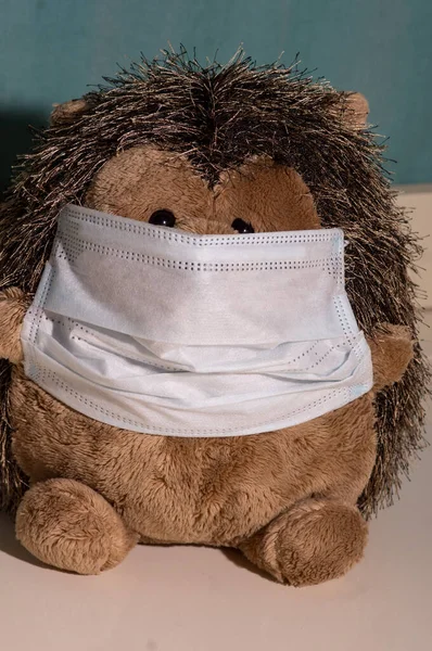 Tıbbi maskeli kirpi pelüş oyuncak