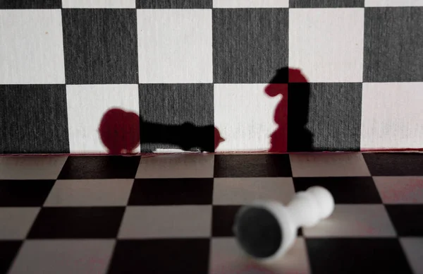 Chess knignt shadow checkmates white king