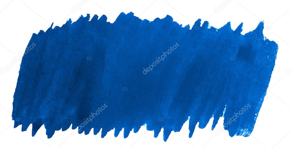 Watercolor navy blue background with clear borders and stains. Isolated watercolor brush stains. Frame with copy space for text.