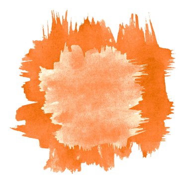 Suluboya parlak turuncu arka plan, temiz sınırlar ve boşanmalar. Siyah ve beyaz suluboya fırça lekeleri. Metin için kopyalama alanı ile.