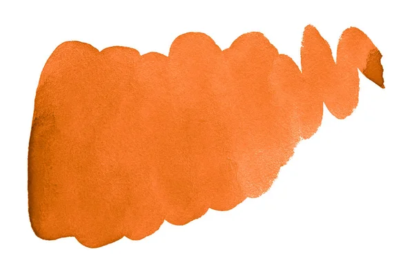 水彩艳丽的橙色背景 有清晰的边界和离婚 水彩刷上的污迹以云的形式出现 带有文本复制空间 — 图库照片